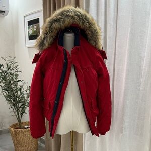 Tommy Hilfiger Red Jacket with Fur Trim